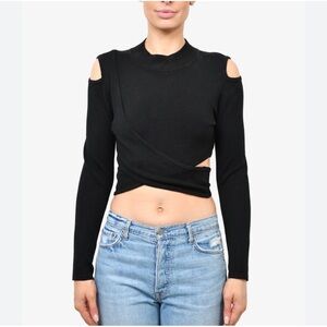 JONATHAN SIMKHAI knit cut out cross sweater black small